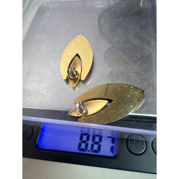 Vtg Swirled Red Enamel Gold-tone  Kinetic Earrings for Pierced Ears Statement - Picture 5 of 5